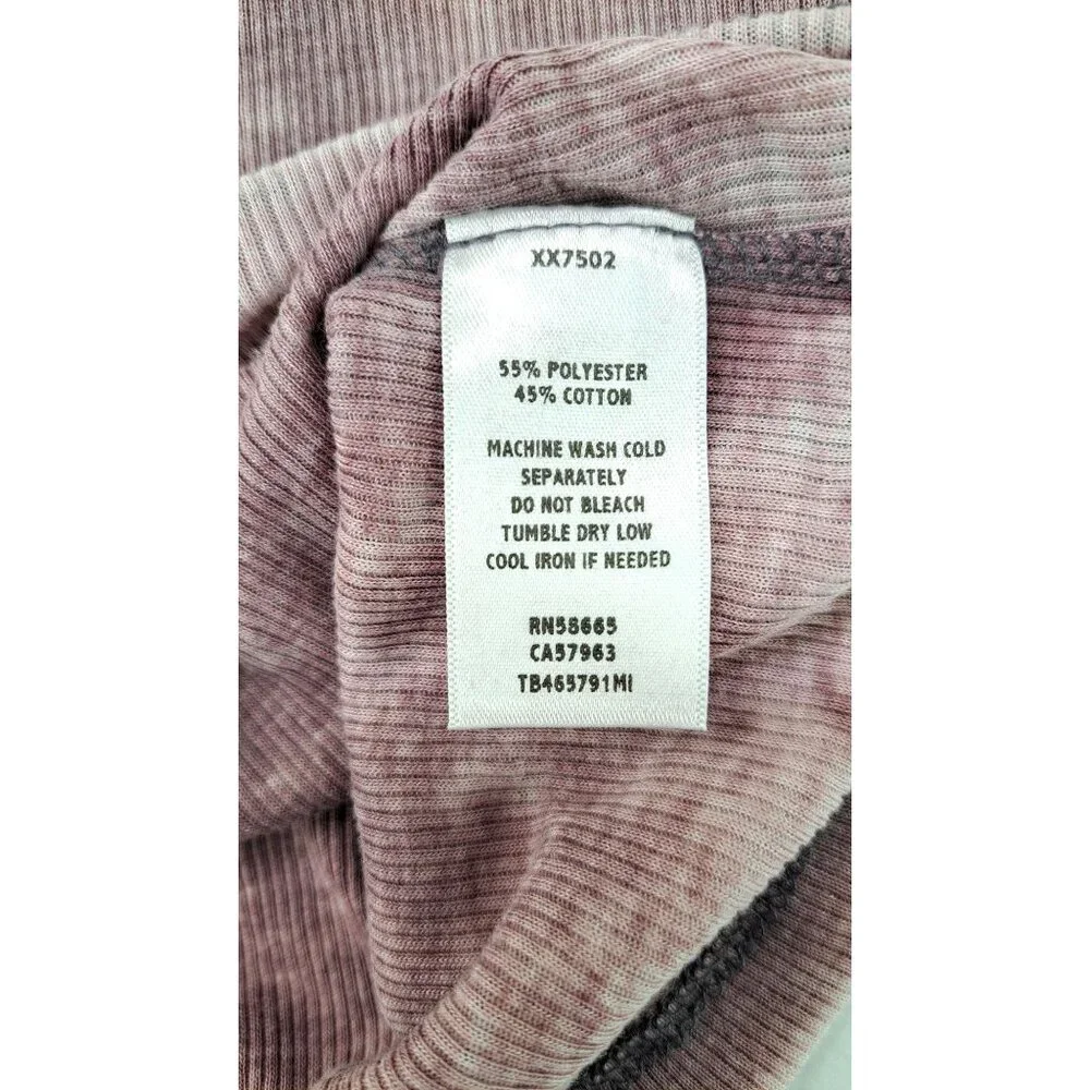 Treasure & Bond Women Medium Top Blouse V-Neck Purple Ribbed Short Sleeve Soft - Picture 5 of 6